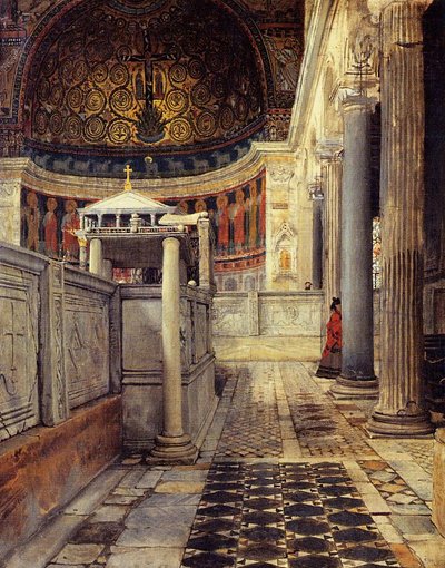 Innenraum der Kirche San Clemente, Rom von Lawrence Alma Tadema